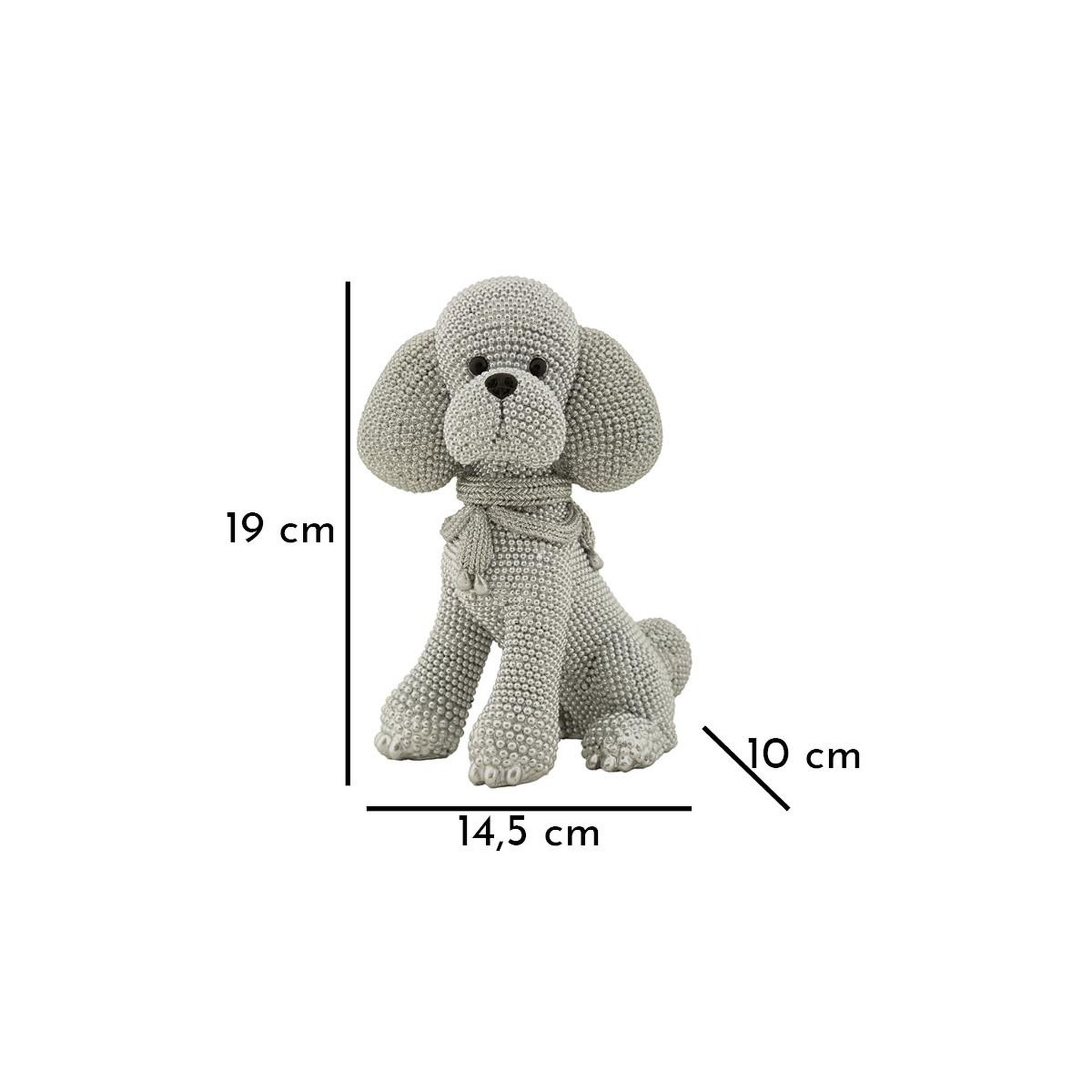 Voir la diapositive 6 : Paris Prix Statuette déco caniche assis  sparky  19cm argent