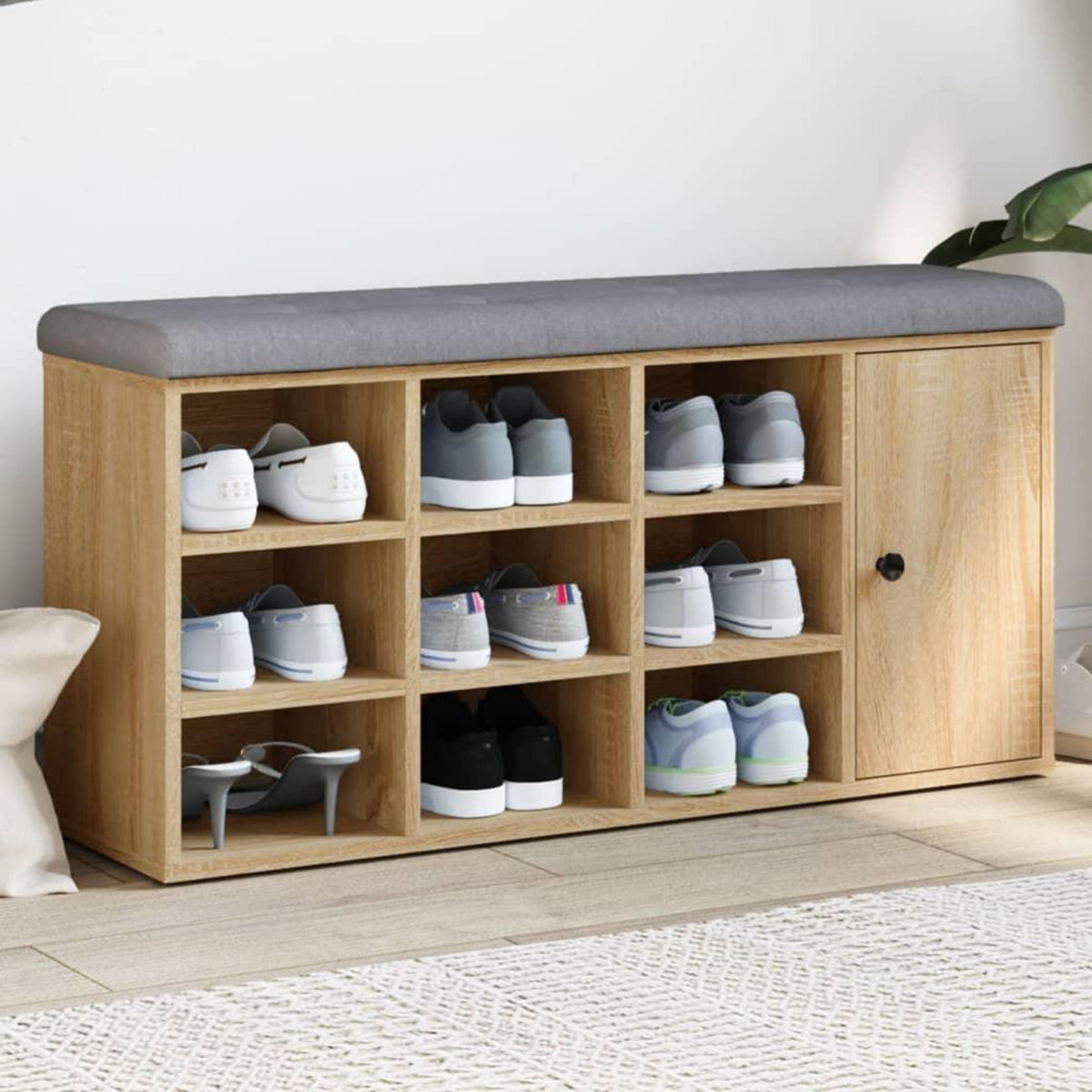 VIDAXL Banc a chaussures chene sonoma 102x32x50 cm bois d'ingenierie