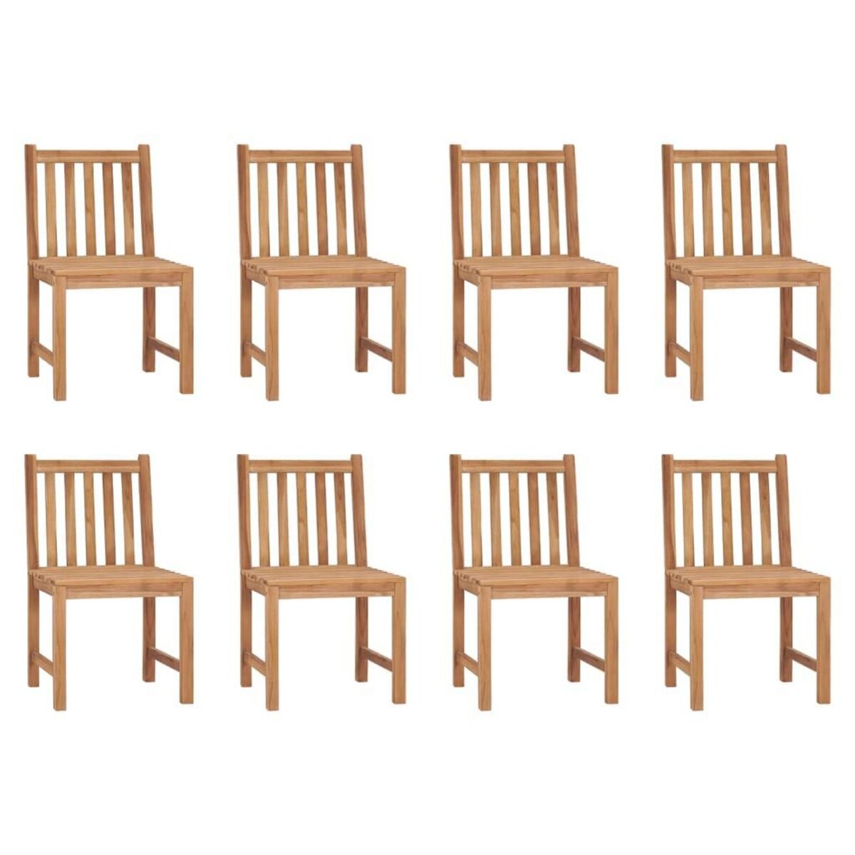 VIDAXL Chaises de jardin lot de 8 avec coussins Bois de teck massif