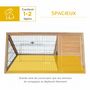 Voir la diapositive 4 : PAWHUT Clapier triangulaire de sol enclos extérieur niche double porte dim. 116L x 62l x 53H cm bois massif pin
