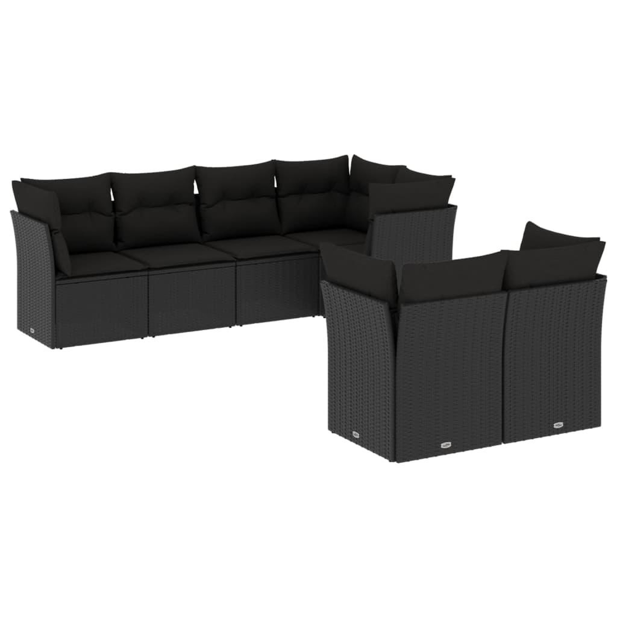 Voir la diapositive 2 : VIDAXL Salon de jardin 7 pcs avec coussins noir resine tressee