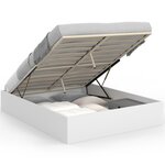 ID MARKET Lit coffre double SANDSIDE avec sommier 160 x 200 cm blanc