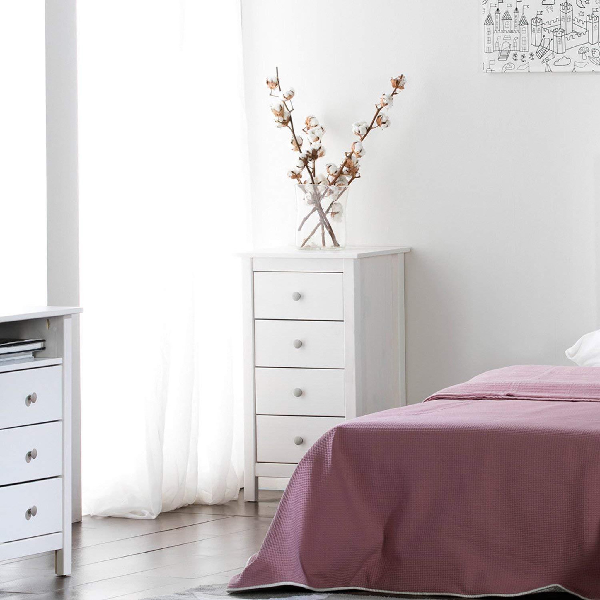 Voir la diapositive 4 : VS VENTA-STOCK Chiffonnier Nuit 4 tiroirs Berna dans les tiroirs Blanc, 46 cm Longueur