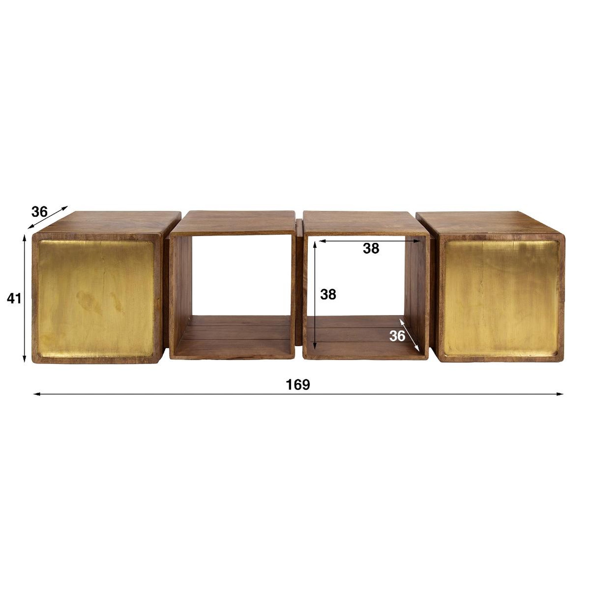 Voir la diapositive 5 : JLC KREATION Buffet suspendu en bois de manguier et métal doré crowl