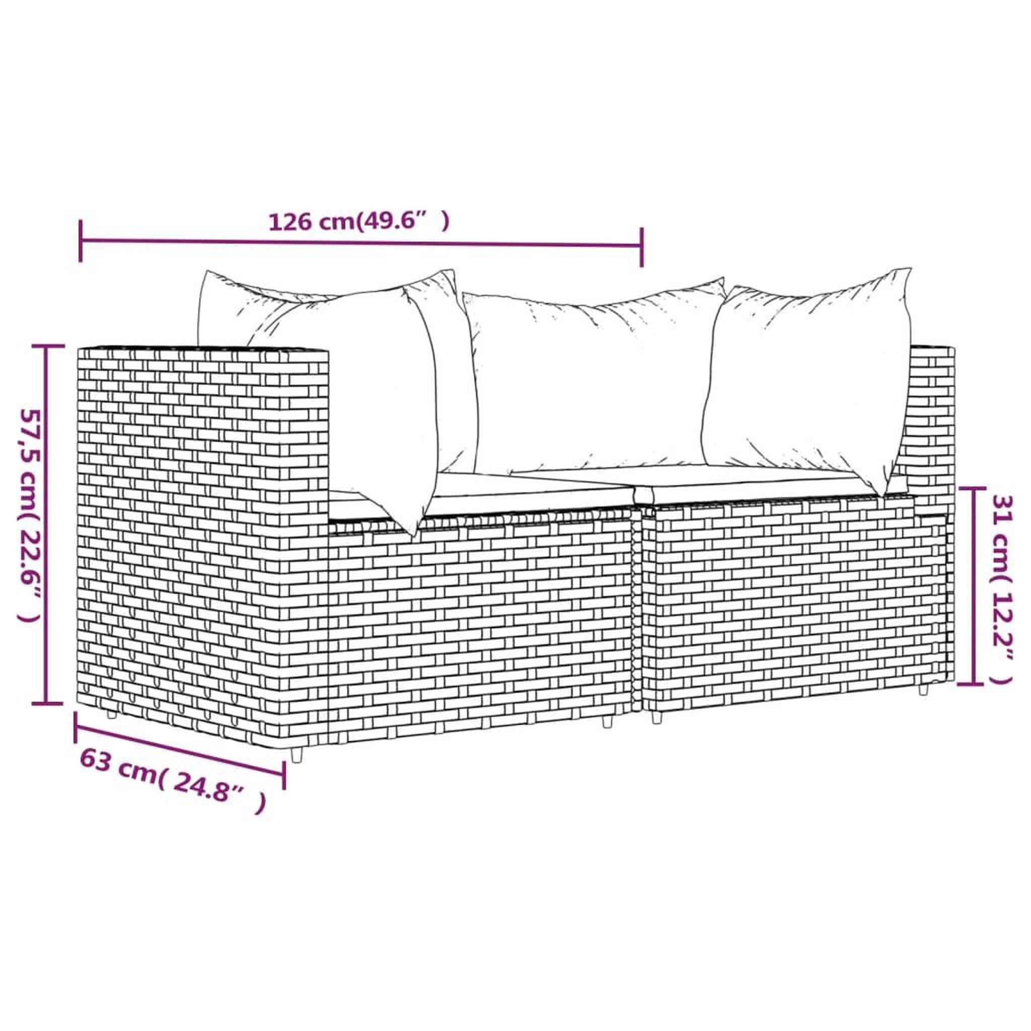 Voir la diapositive 6 : VIDAXL Canapes d'angle de jardin et coussins 2 pcs gris resine tressee