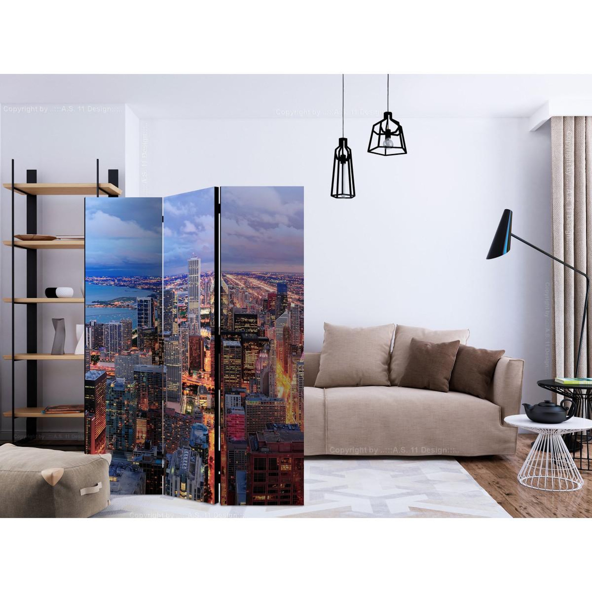 Voir la diapositive 2 : Paris Prix Paravent 3 volets  illuminated chicago  135x172cm