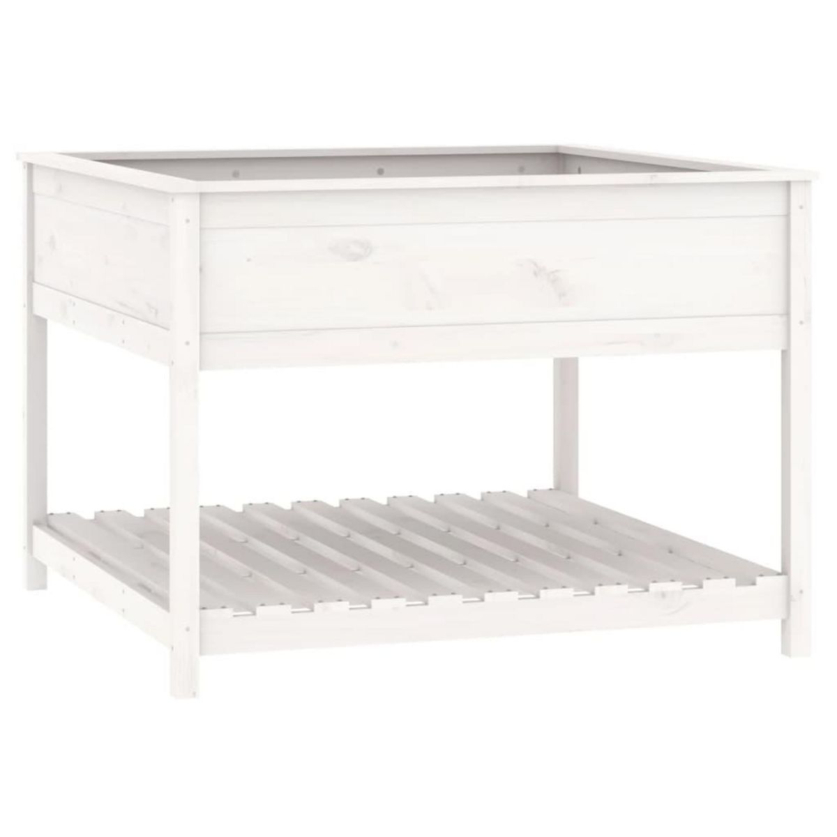 VIDAXL Jardiniere et etagere Blanc 111,5x111,5x81cm Bois massif de pin