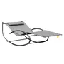 OUTSUNNY Bain de soleil transat à bascule 2 places design contemporain assise dossier ergonomiques oreiller fourni métal noir textilène gris