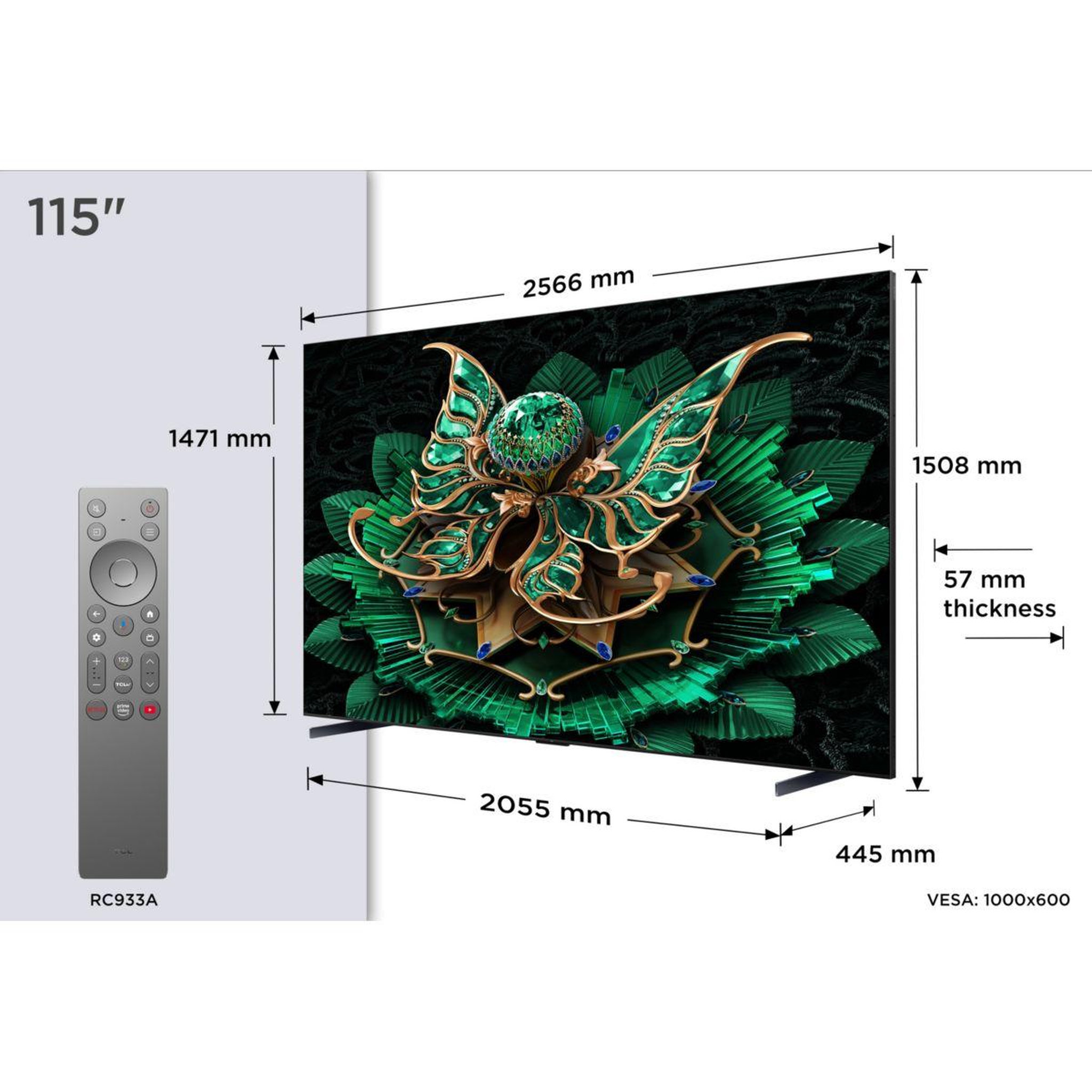 Voir la diapositive 4 : TCL Tv mini led 115c7k (2025) 115  (291 cm)
