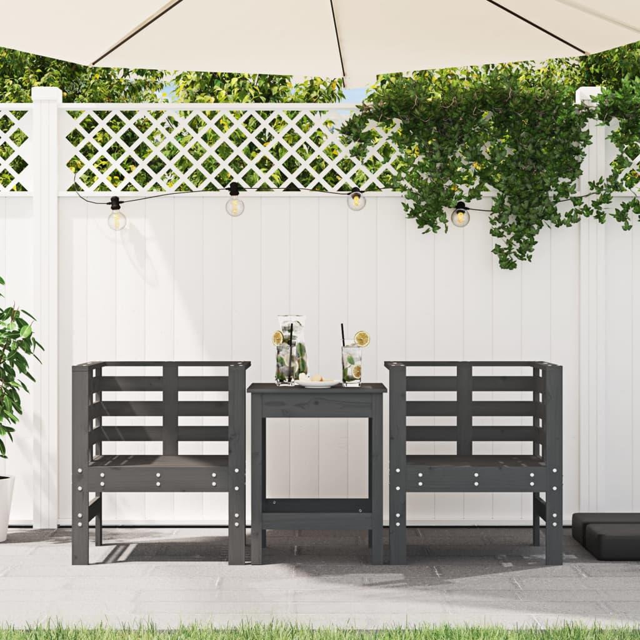 Voir la diapositive 3 : VIDAXL Chaises de jardin lot de 2 gris 61,5x53x71cm bois de pin massif