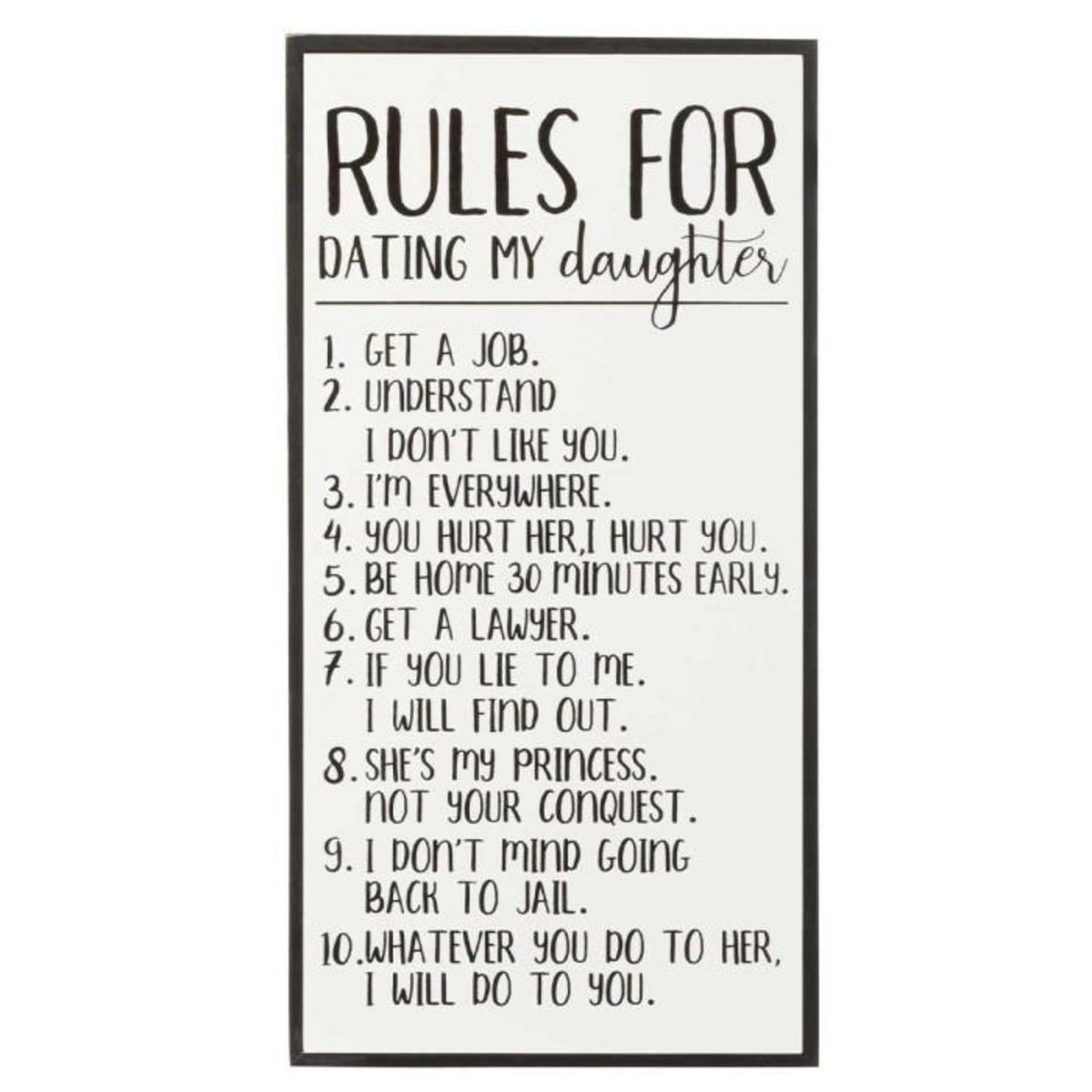 Paris Prix Décoration Murale  Rules for Daughter  62cm Blanc