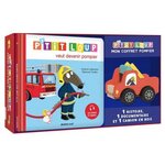 P'TIT LOUP : A LA DECOUVERTE DES POMPIERS. COFFRET AVEC 1 HISTOIRE, I DOCUMENTAIRE, 1 CAMION EN BOIS OFFERT, Lallemand Orianne