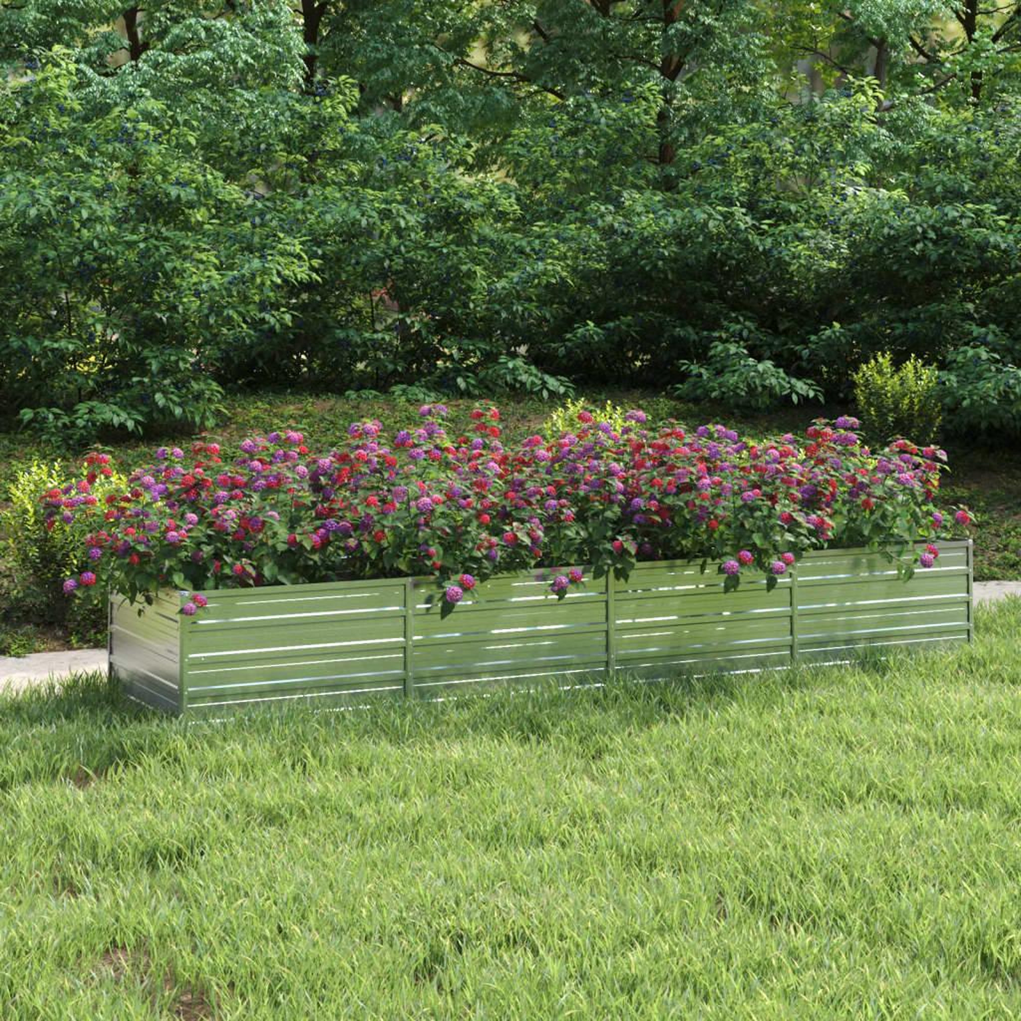 Voir la diapositive 1 : VIDAXL Lit sureleve de jardin 320x80x45 cm Acier galvanise Argente