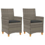 Voir la diapositive 2 : VIDAXL Chaises de jardin coussins lot de 2 gris resine tressee et bois