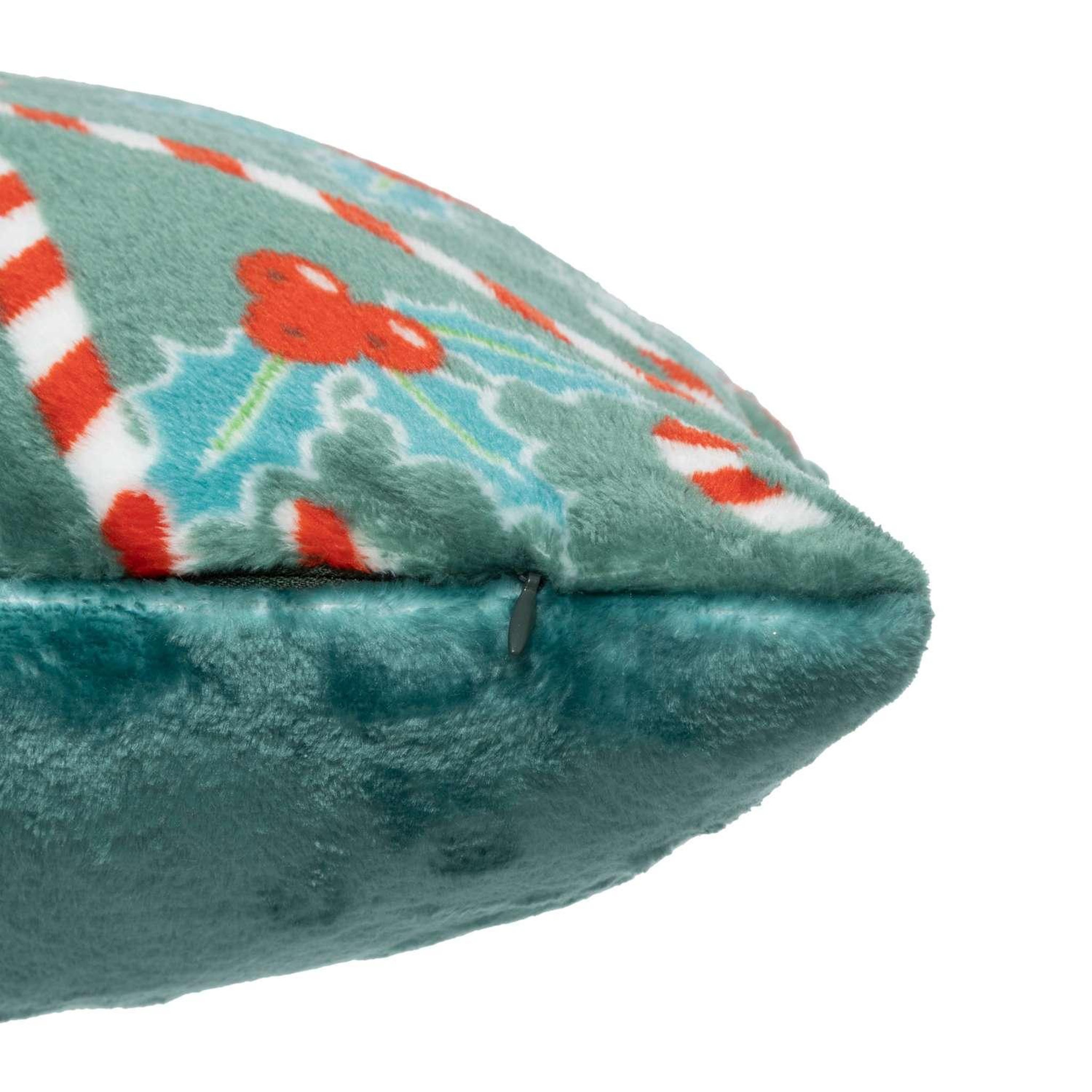 Voir la diapositive 2 : ATMOSPHERA Coussin de noël houx et sucres d'orge - 40 x 40 cm - vert et rouge