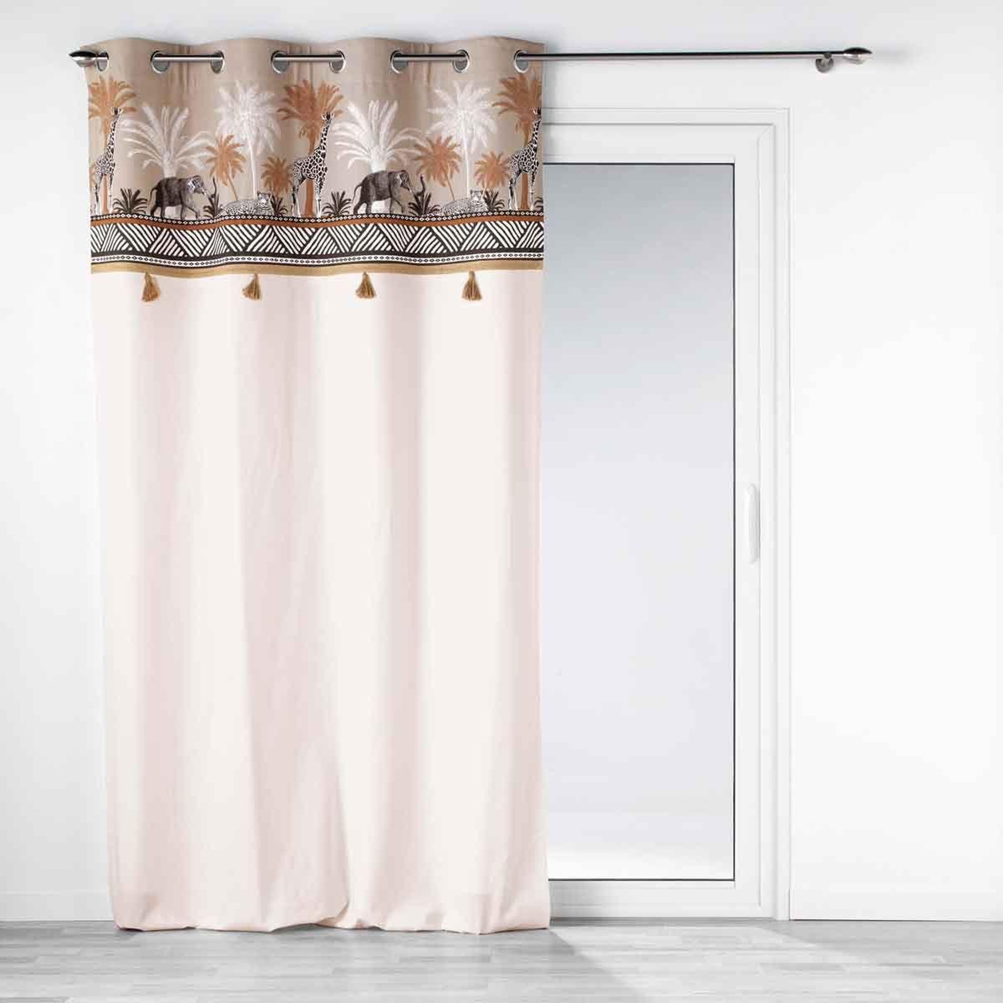 Douceur d'Intérieur Rideau à œillets  kenya lodge  140x240cm taupe