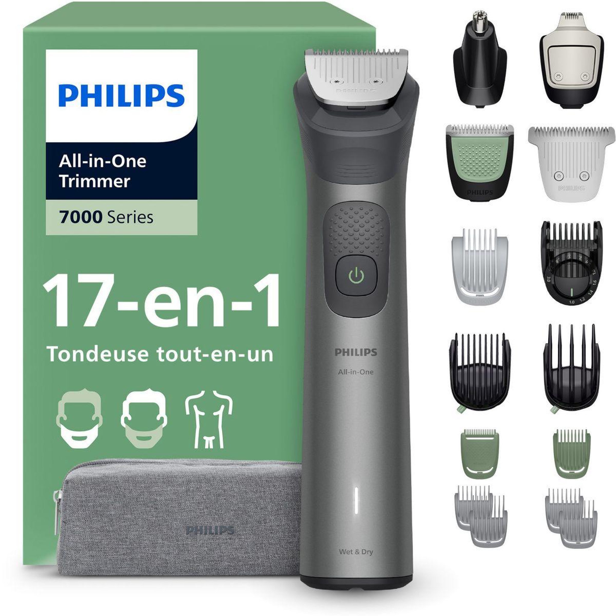 Voir la diapositive 4 : Philips Tondeuse multi usages mg7941/15 series 7000, 22 hauteurs de coupe, précision 0,2 mm, autonomie 120 mn