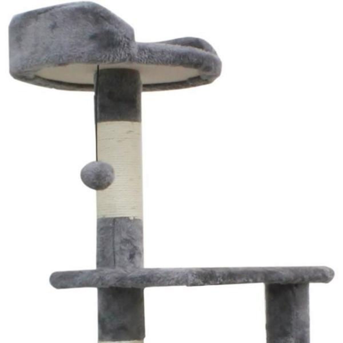 MARKET24 JASPER Arbre a chat gris 40 x 40 x 114 cm -3 plateformes, 1 niche, poteaux a griffer