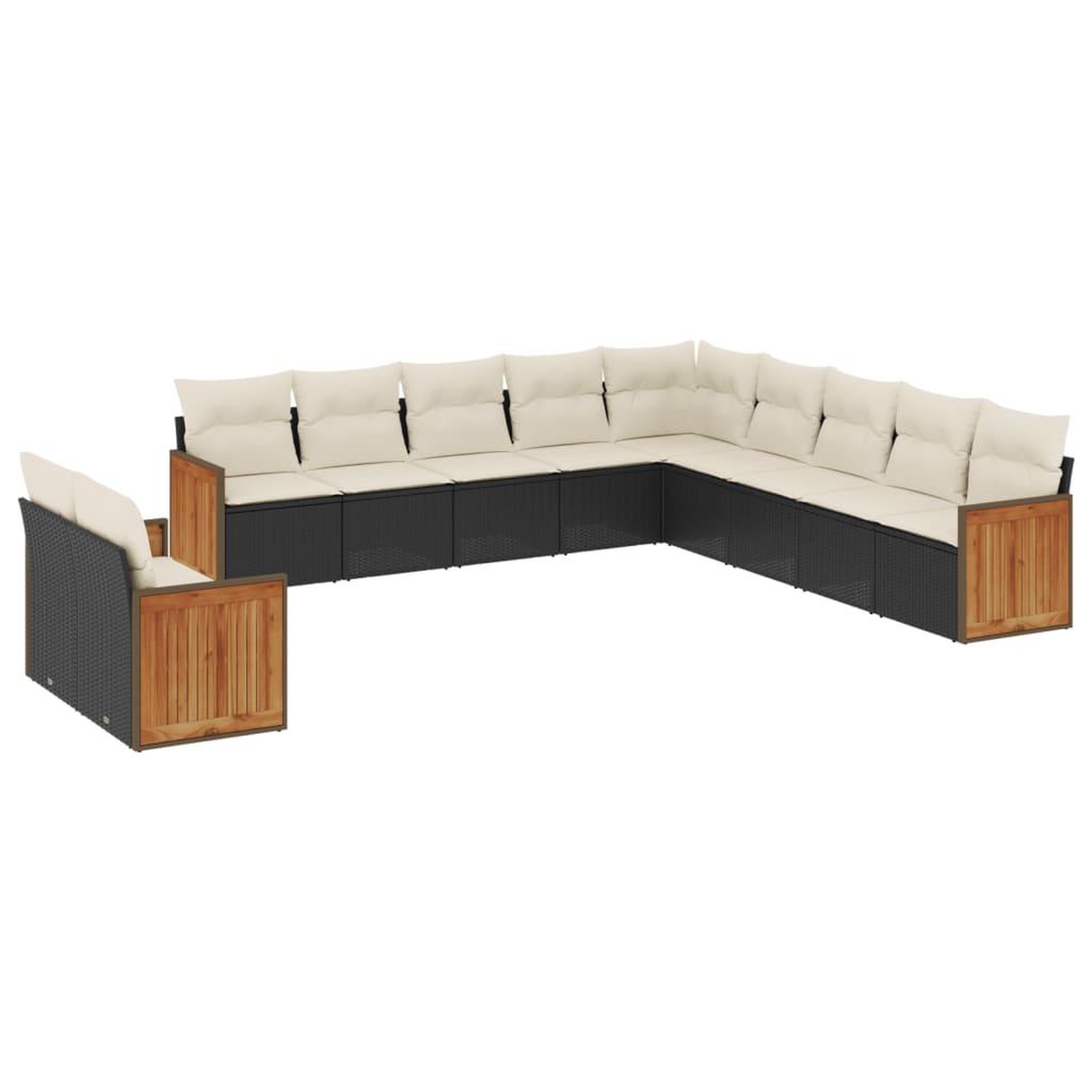 Voir la diapositive 2 : VIDAXL Salon de jardin 11 pcs avec coussins noir resine tressee