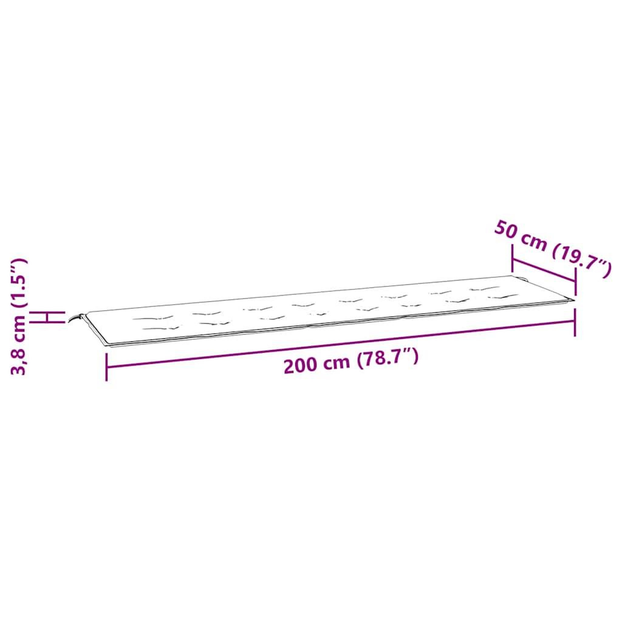 Voir la diapositive 6 : VIDAXL Coussin de banc de jardin rouge bordeaux 200x50x3 cm