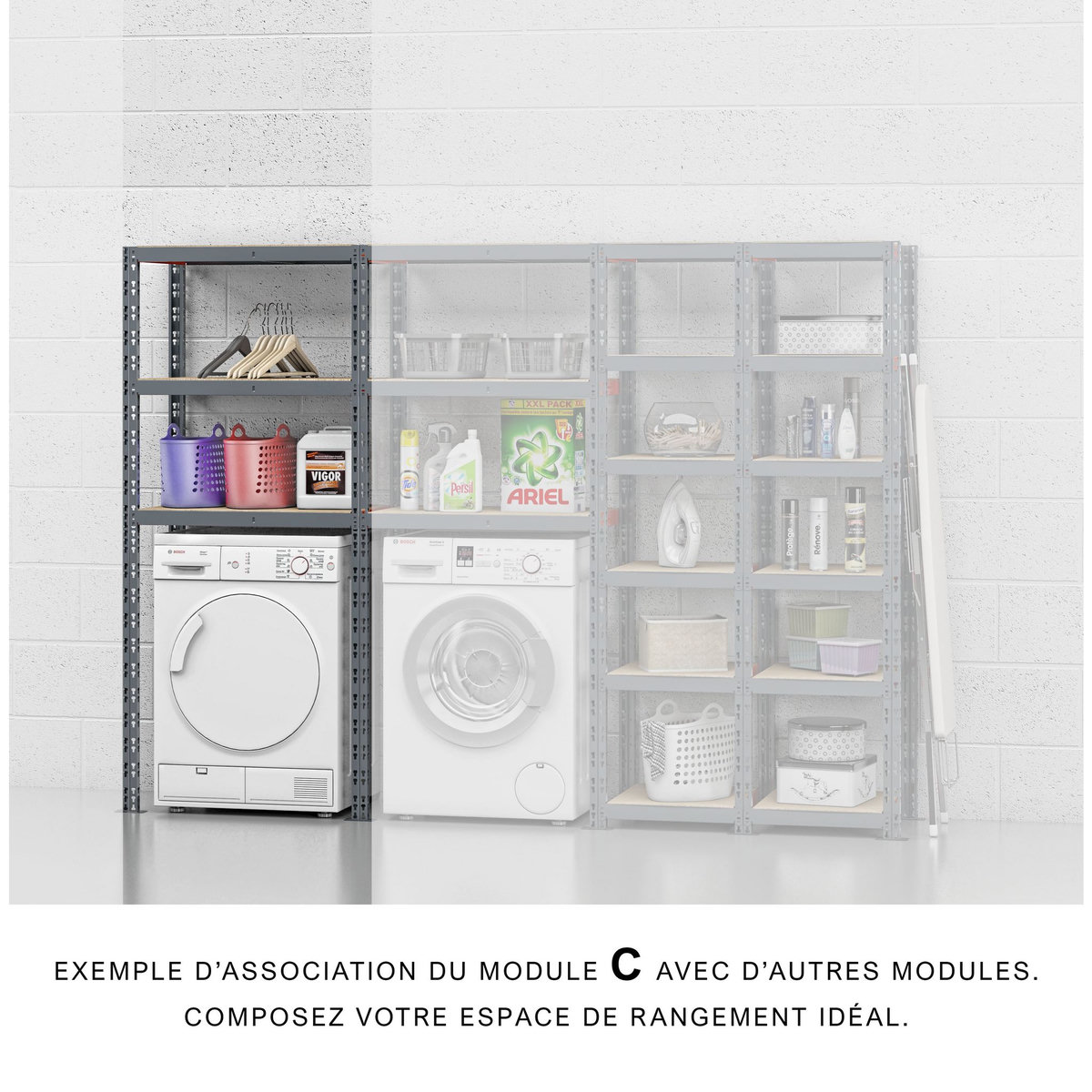 Extension étagère charge lourde MODULÖ STORAGE 4 plateaux - MODULE C