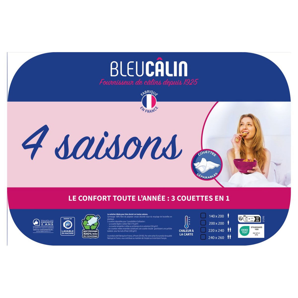 BLEU CALIN Couette chaude 4 saisons 