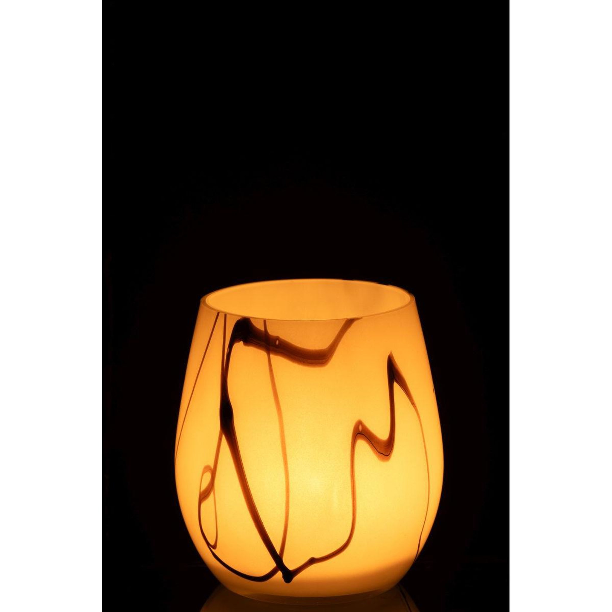 Voir la diapositive 3 : J-LINE Photophore en verre  effet fumé  14cm blanc