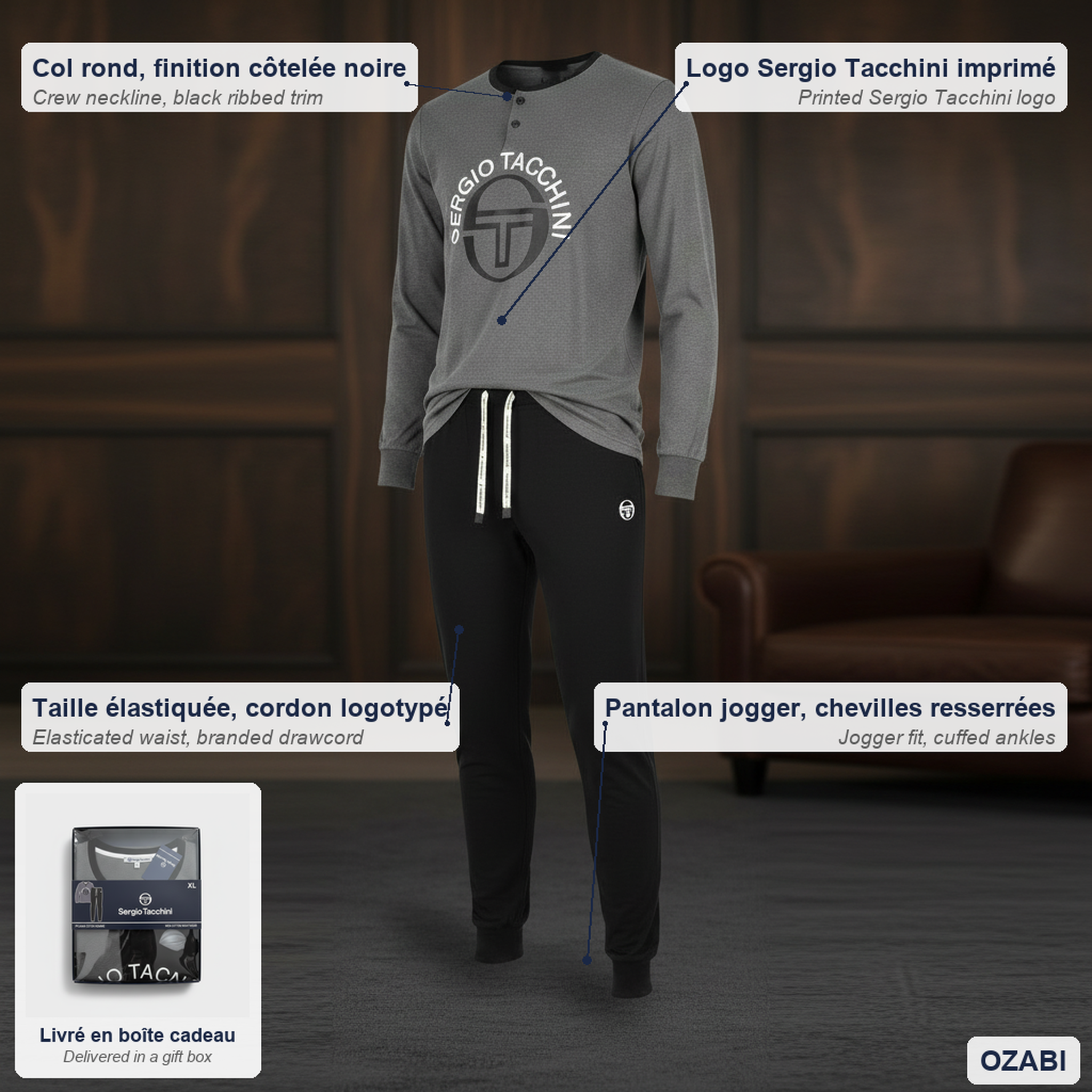 Voir la diapositive 5 : SERGIO TACCHINI Pyjama homme long sergio tacchini