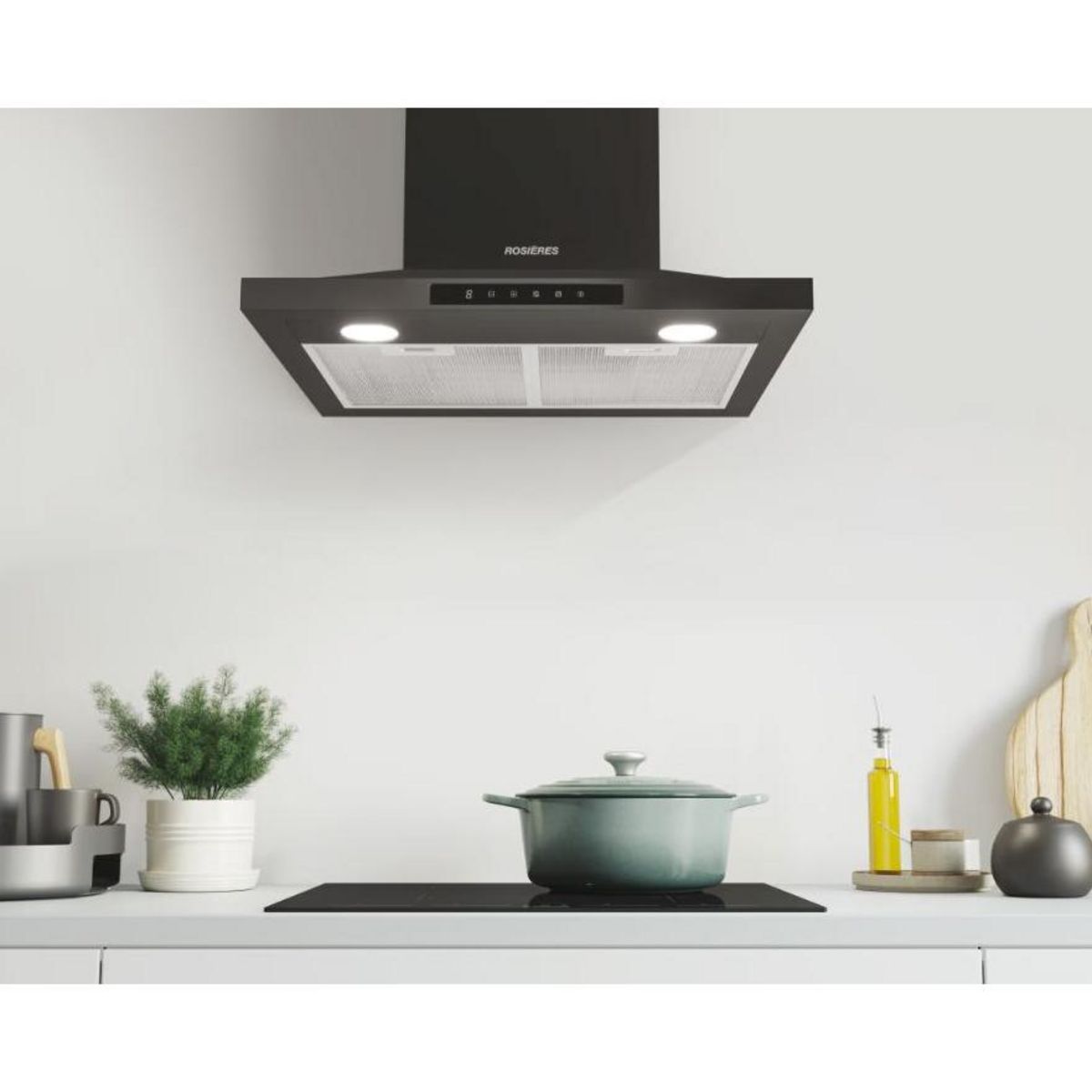 Rosieres Hotte décorative murale 60cm 70db 620m3/h noir - rhp67000/1lpn/1