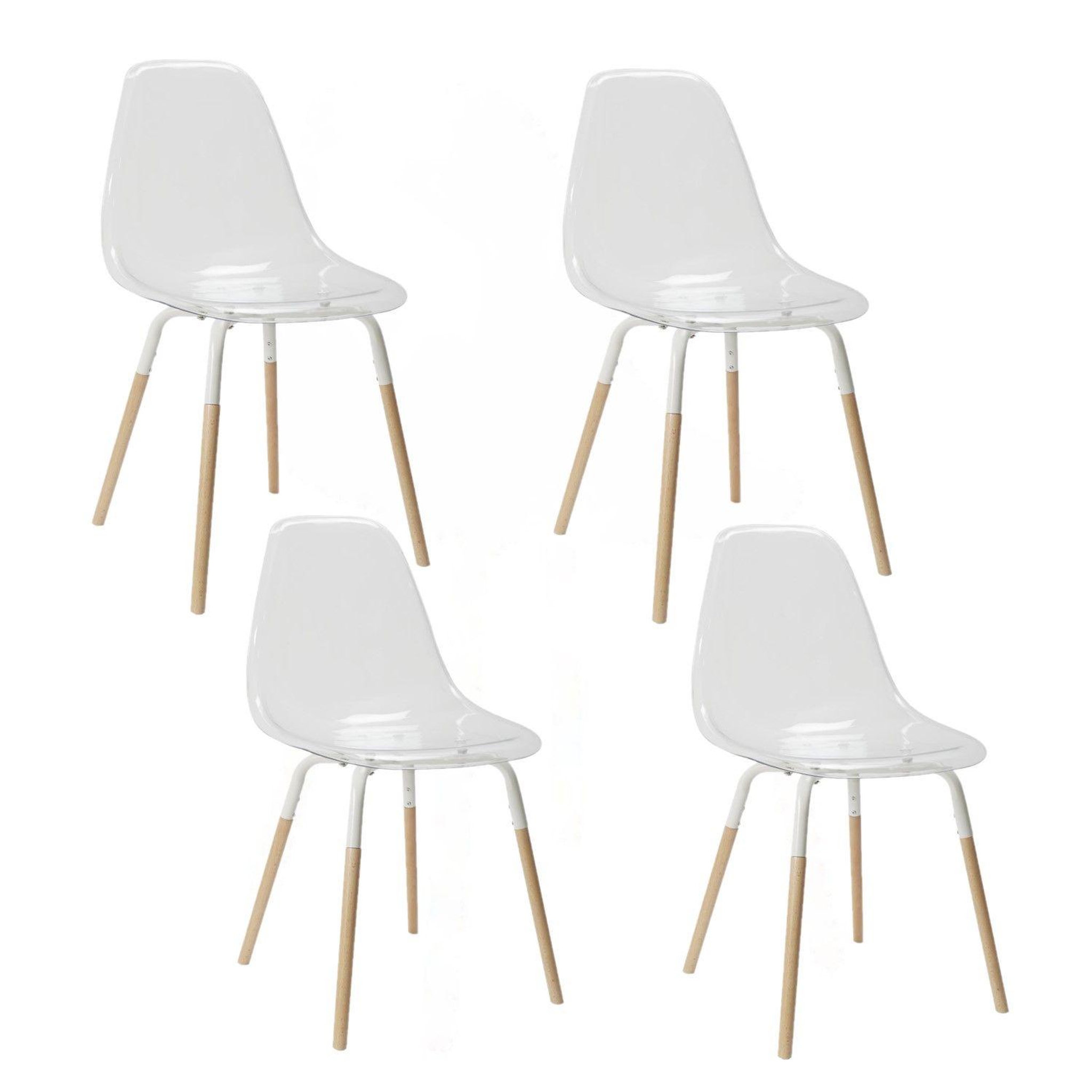 The Home Deco Factory Lot de 4 Chaises scandinave Phenix en polypropylène et métal. Coloris disponibles : Noir, Gris, Jaune, Vert