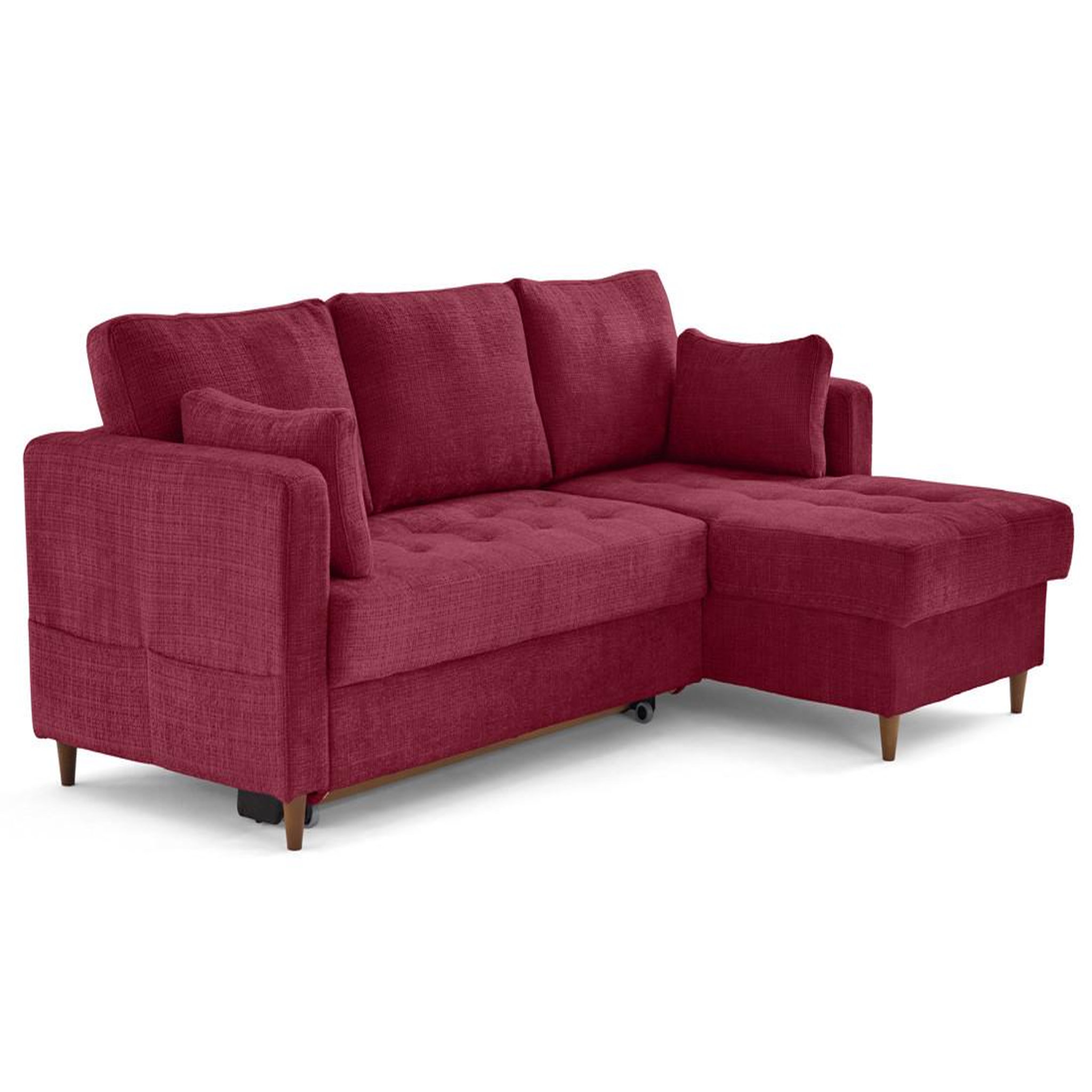 Voir la diapositive 4 : LISA DESIGN Anna - canapé d'angle droit 4 places convertible avec coffre en velours texturé