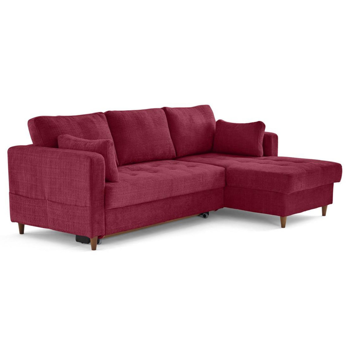 LISA DESIGN Anna - canapé d'angle droit 4 places convertible avec coffre en velours texturé