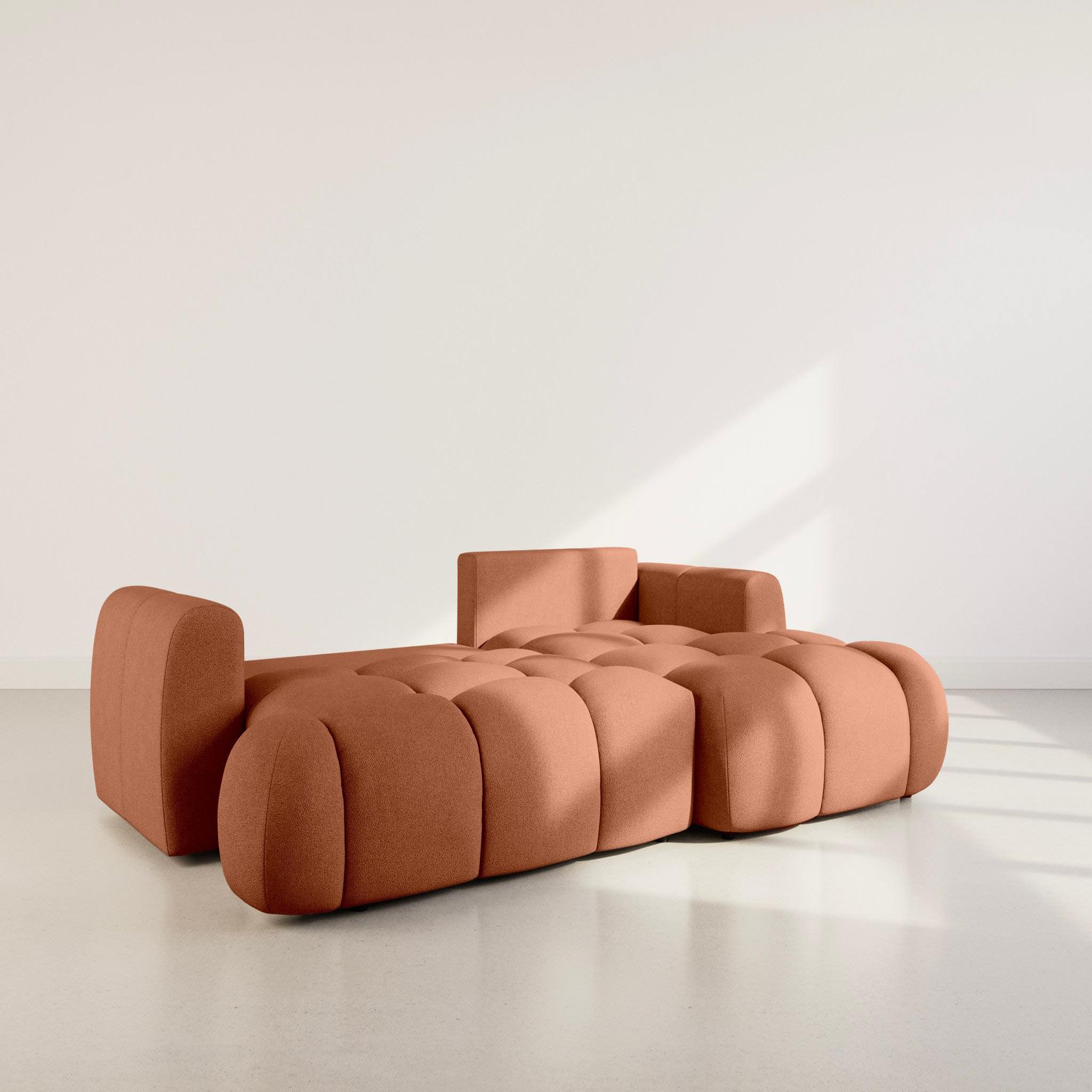 Voir la diapositive 4 : BEST MOBILIER Yulin - canapé d'angle droit 4 places convertible avec coffre en tissu bouclette