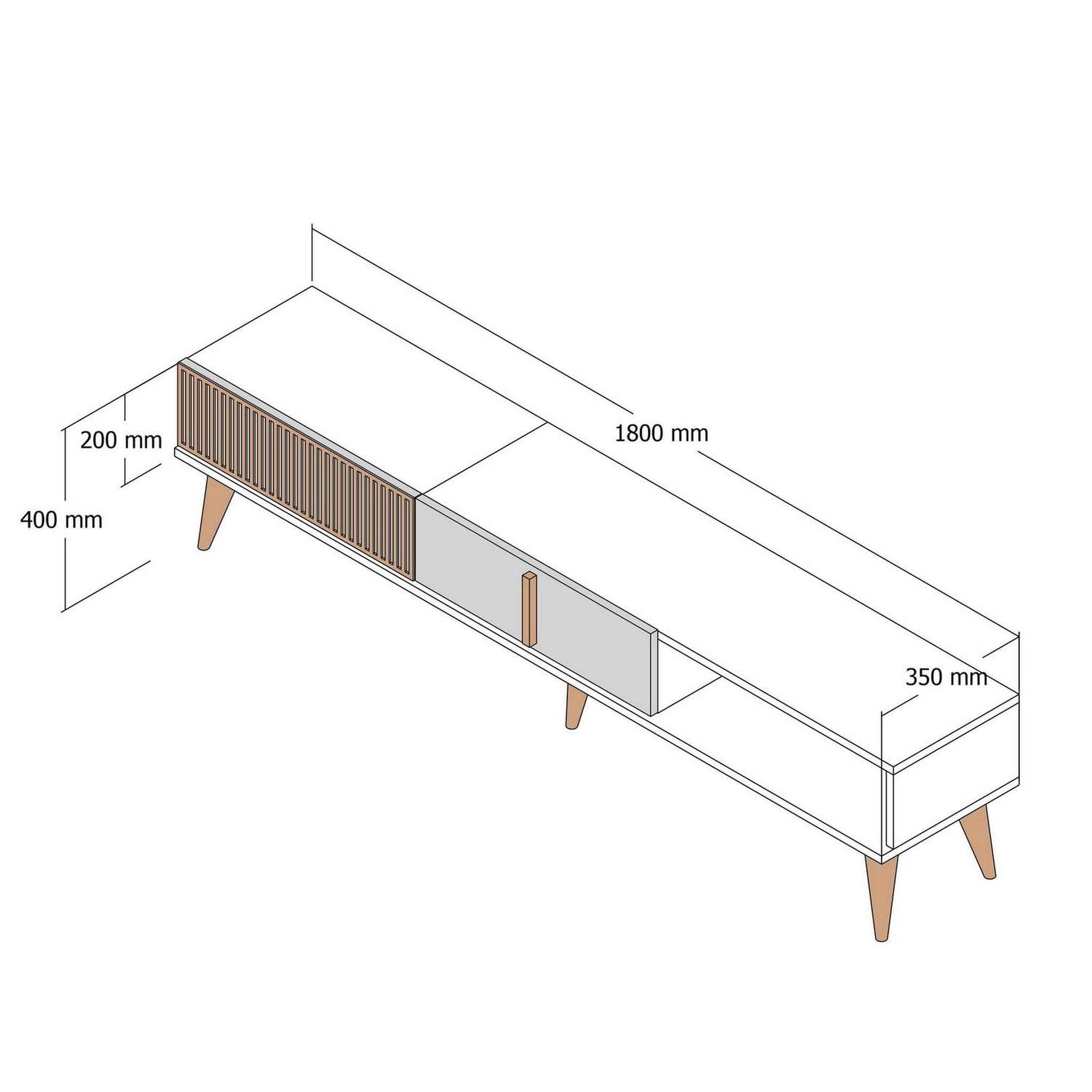 Habitat et Jardin Meuble tv en bois  milan  - 180 x 35 x 40 cm - noyer, blanc
