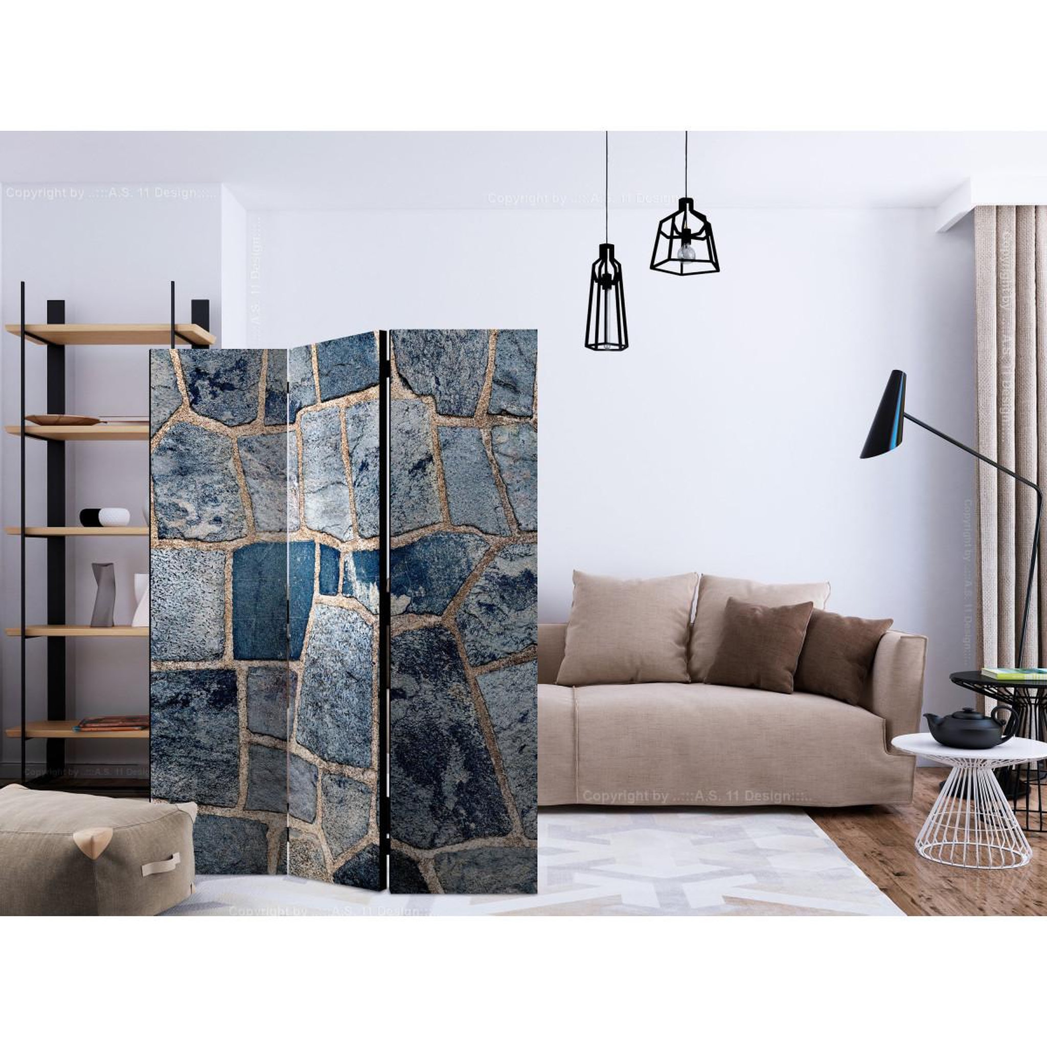 Voir la diapositive 2 : Paris Prix Paravent 3 volets  sapphire stone  135x172cm