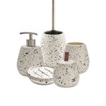 GUY LEVASSEUR Set salle de bain moucheté 5 pièces céramique blanc