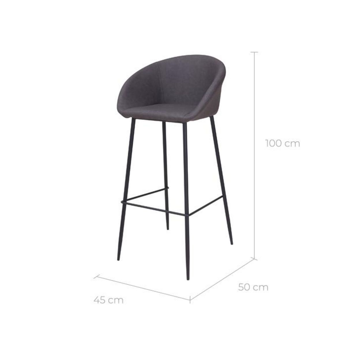 Rendez vous déco Lot de 2 chaises de bar 75 cm en cuir synthétique marron - Kalba