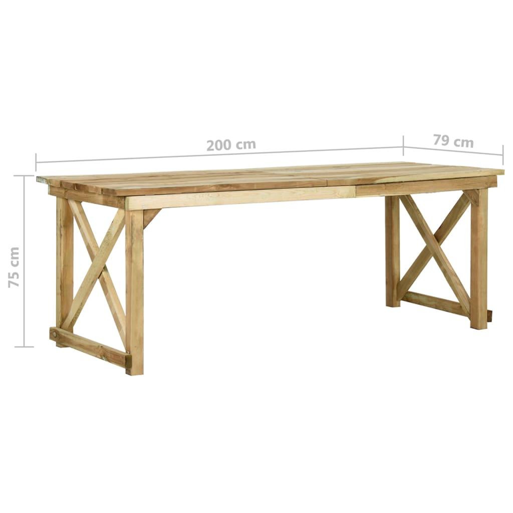 Voir la diapositive 6 : VIDAXL Table de jardin 200x79x75 cm Bois de pin impregne