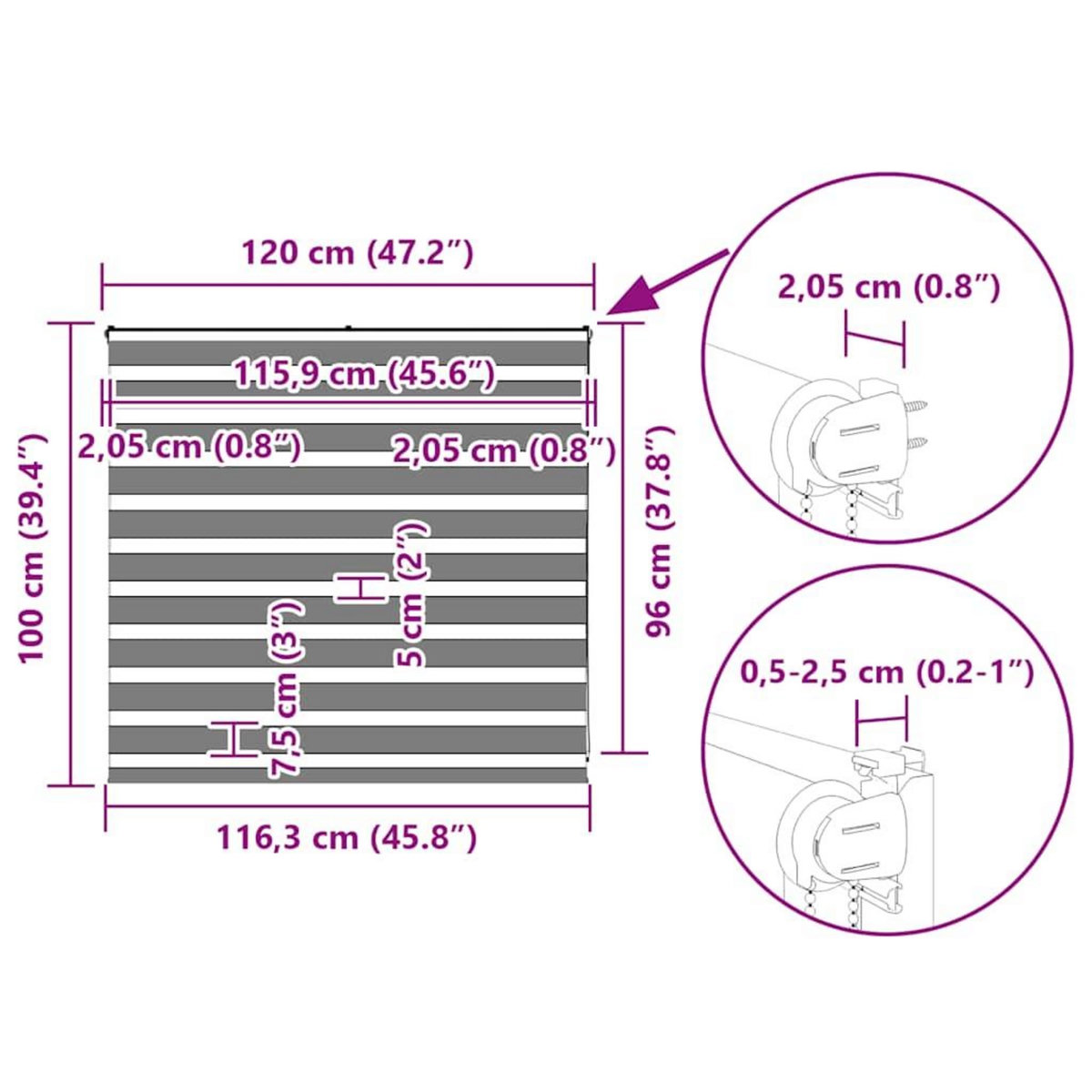 VIDAXL Store zebre beige marbre largeur du tissu 115,9 cm polyester