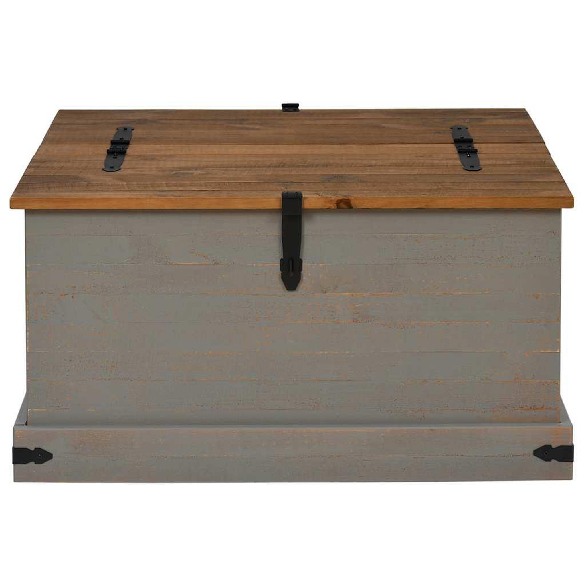 Voir la diapositive 3 : VIDAXL Coffre de rangement HALDEN gris 91x91x47 cm bois massif pin