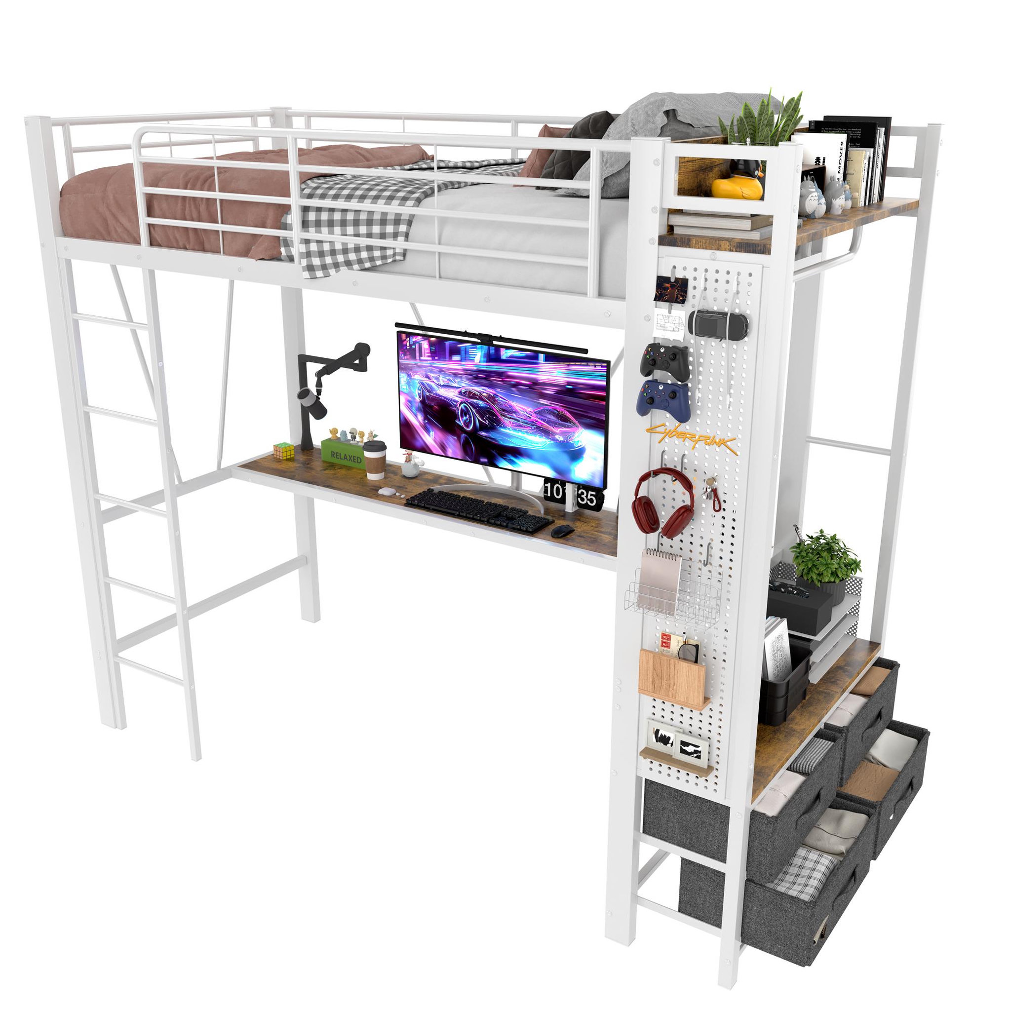 MERAX Lit mezzanine. Coloris disponibles : Blanc, Noir
