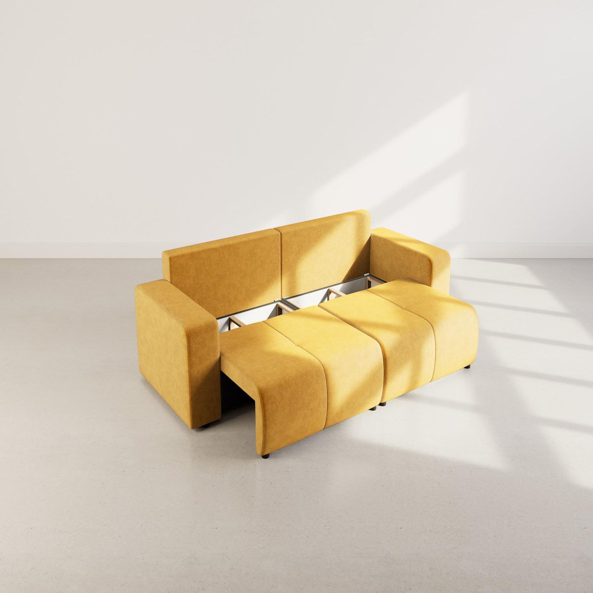 BEST MOBILIER Nicole - canapé droit 4 places convertible avec coffre en tissu