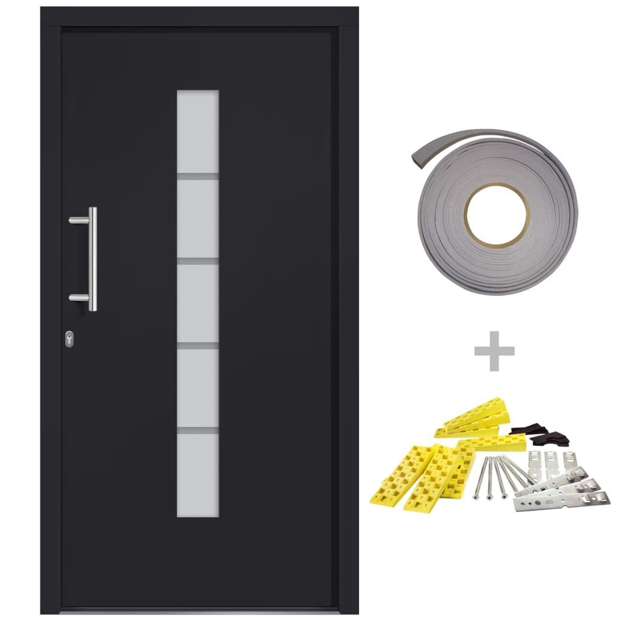 Voir la diapositive 2 : VIDAXL Porte d'entree Aluminium et PVC Anthracite 100x210 cm