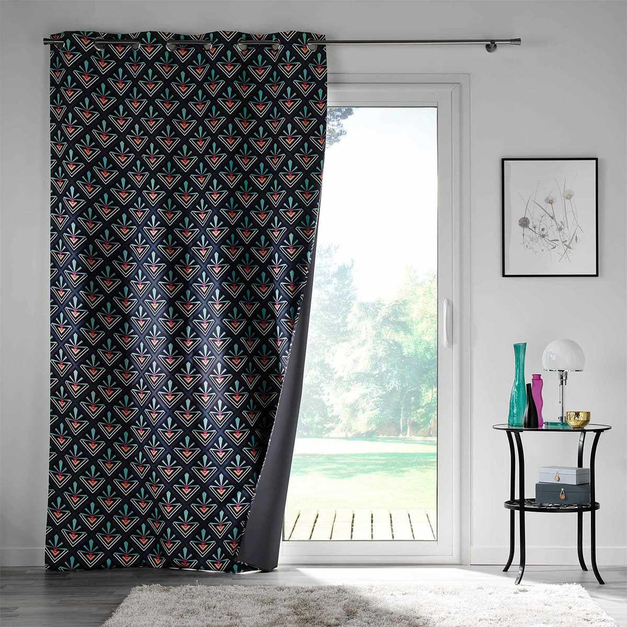 Voir la diapositive 3 : Douceur d'Intérieur Rideau à œillets occultant  yuko  135x260cm bleu