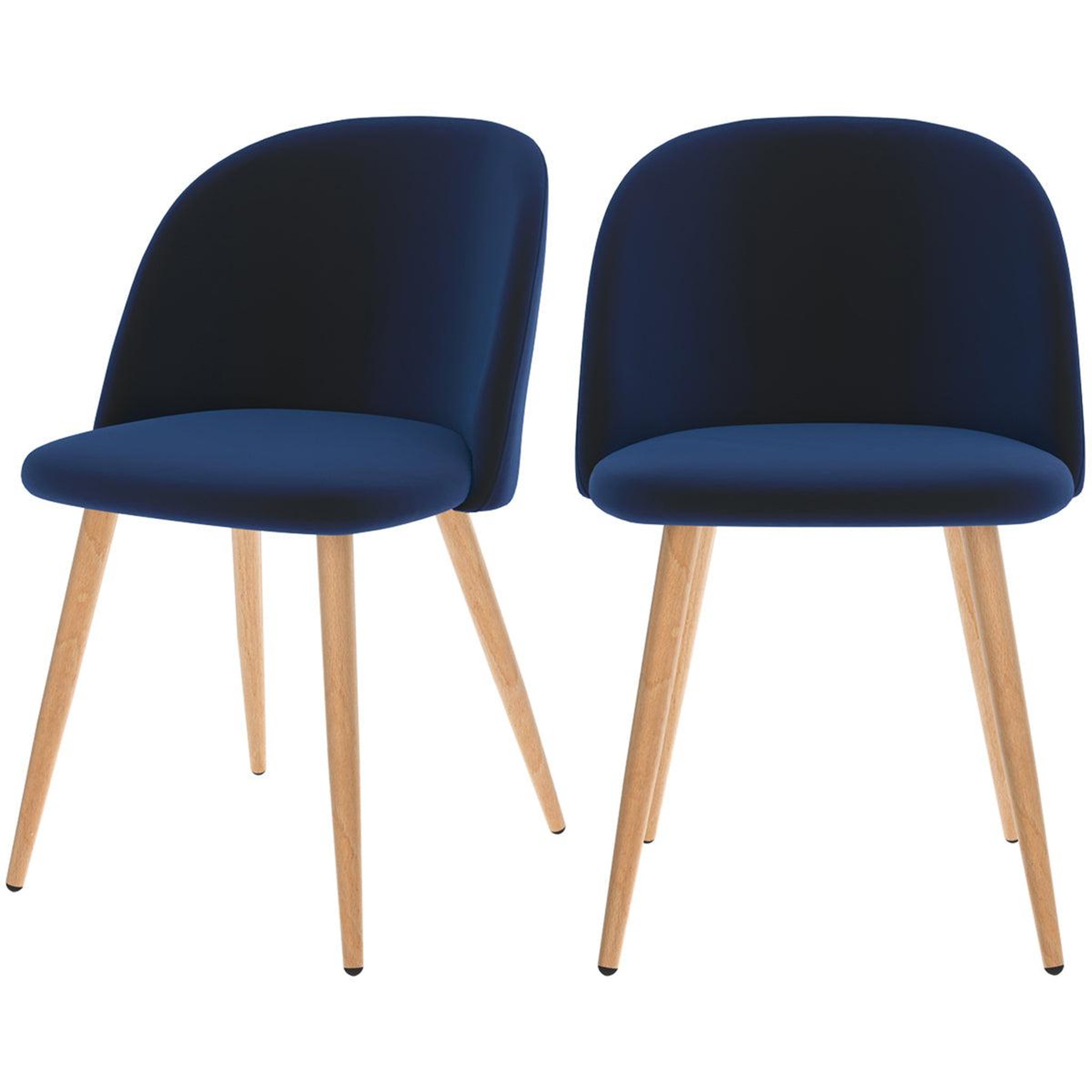 MAISON PAVANE Lot de 2 chaises en velours bleu foncé et pieds en métal-cozy