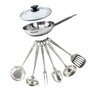 Voir la diapositive 1 : Fackelmann Set poêle 24 cm en inox, couvercle verre et 6 ustensiles inox Fackelmann Eterna