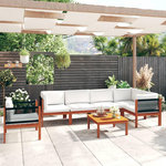 VIDAXL Salon de jardin 7 pcs avec coussins Creme Bois d'acacia solide