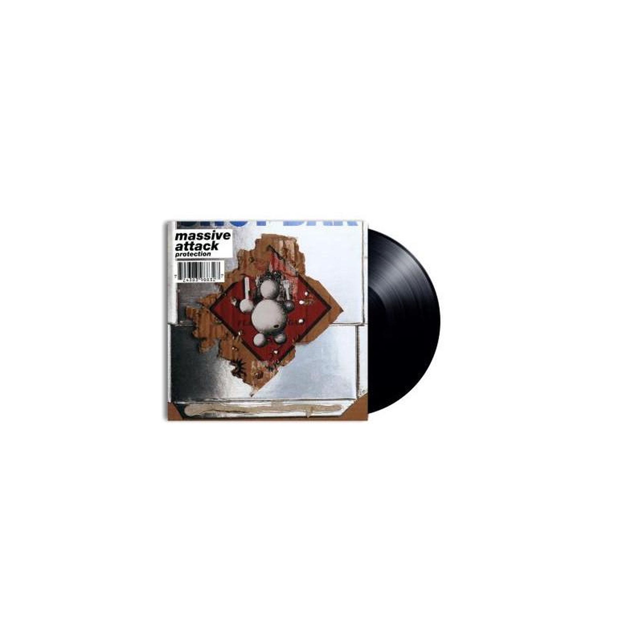 Single vinyle protection massive attack, disque noir, pochette carrée