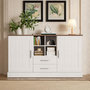 Voir la diapositive 4 : MERAX Buffet 2 porte(s) 2 tiroir(s) - 140 cm blanc panneau de particules