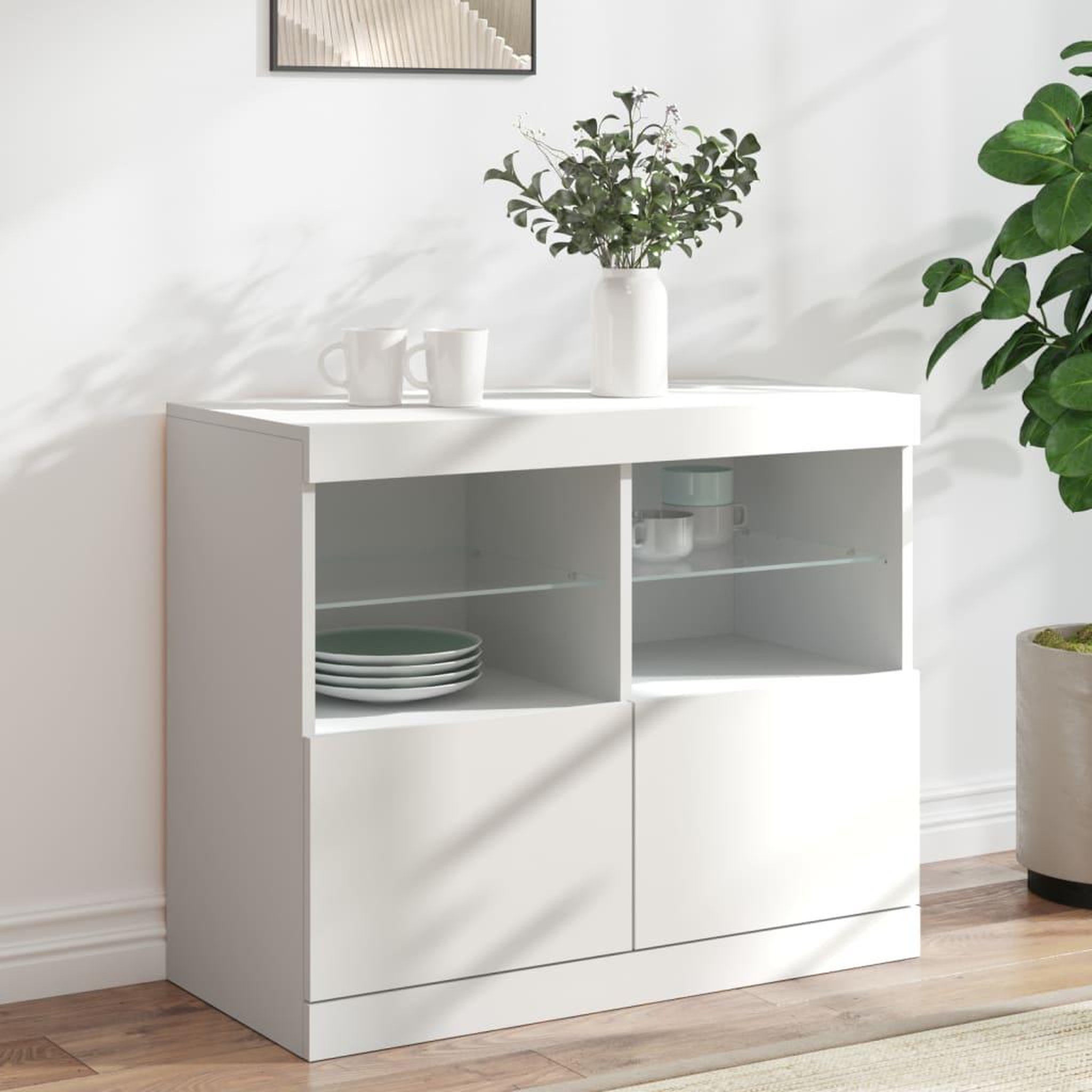 VIDAXL Buffet avec lumieres LED blanc 81x37x67 cm